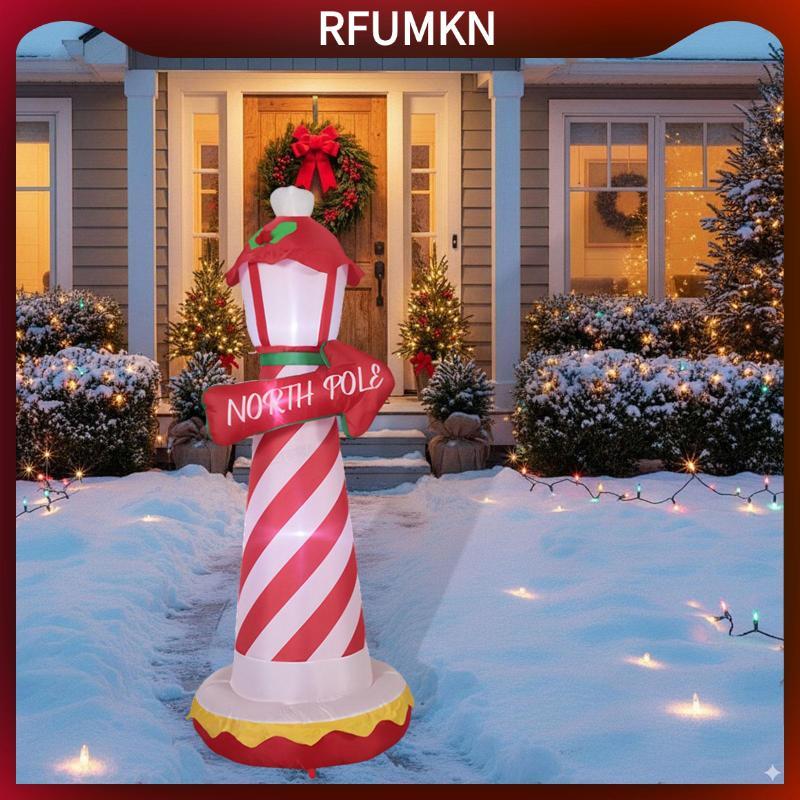 [rfumkn] คริสต์มาส Inflatable North Pole Lighthouse YARD Decor ในตัว LED Photo Props อุปกรณ์ประกอบฉา