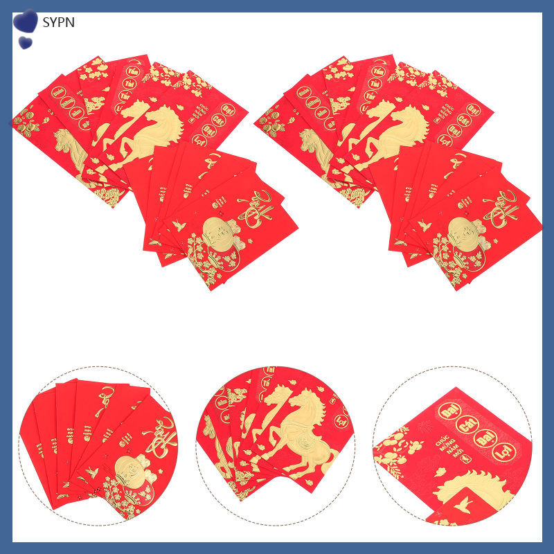 72 ชิ้นซองสีแดง Lunar ซองจดหมายปีใหม่เทศกาลฤดูใบไม้ผลิ Lucky shaoyipin