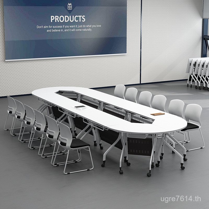 การฝึกอบรมตารางประชุมที่สามารถเคลื่อนย้ายเย็บโต๊ะพับรวมกันยาวตารางประชุมการฝึกอบรมตารางที่เรียบง่ายท