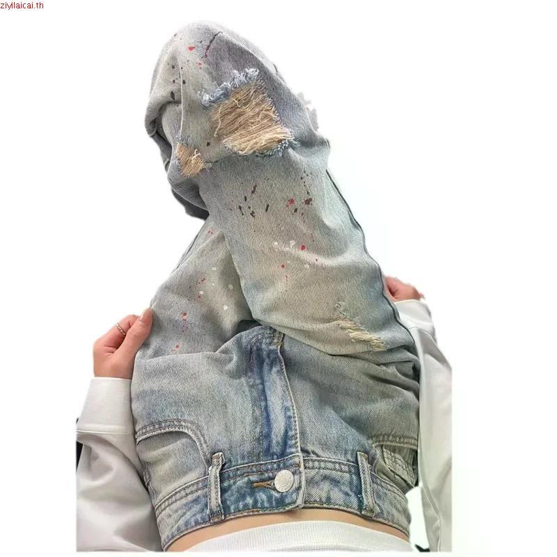 EMILIA SHOP กางเกงยีนส์ผู้หญิง กางเกงยีนส์ขาสั้น ทันสมัย ทันสมัย วินเทจ ทันสมัย WNK23A0YA2 17Z240424