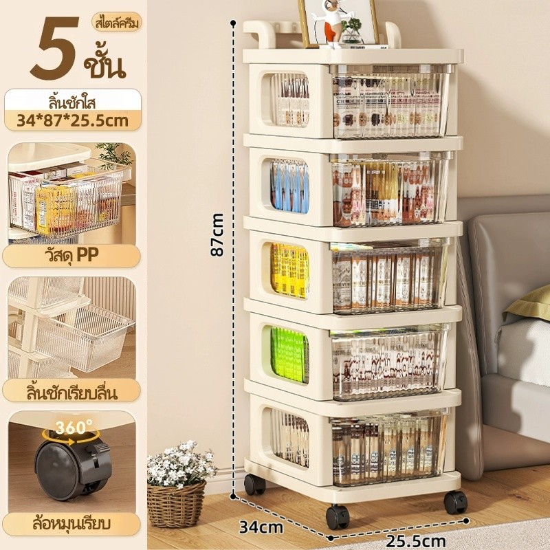 ชั้นวางของอเนกประสงค์ 4 ชั้น 5 ชั้น สไตล์มินิมอล พร้อมรถเข็นและล้อ จัดส่งจากกรุงเทพ ชั้นเก็บของอเนกประสงค์