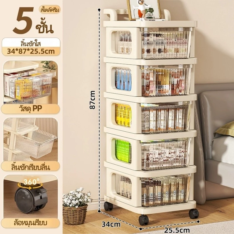 ชั้นวางของอเนกประสงค์ 4 ชั้น 5 ชั้น สไตล์มินิมอล พร้อมรถเข็นและล้อ จัดส่งจากกรุงเทพ เก็บของอเนกประสงค์