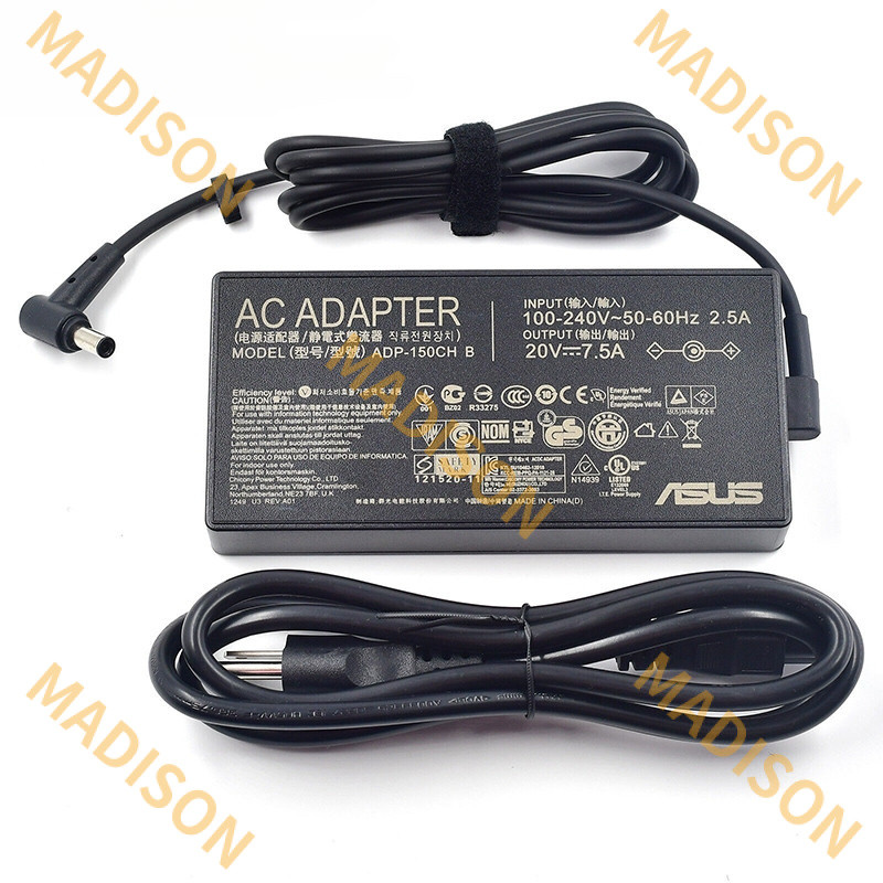 Asus 20V 7.5a 150W 6.0 มม. * 3.7 มม.อะแดปเตอร์สําหรับ Asus fx506l fx505dt A15 F15 charger