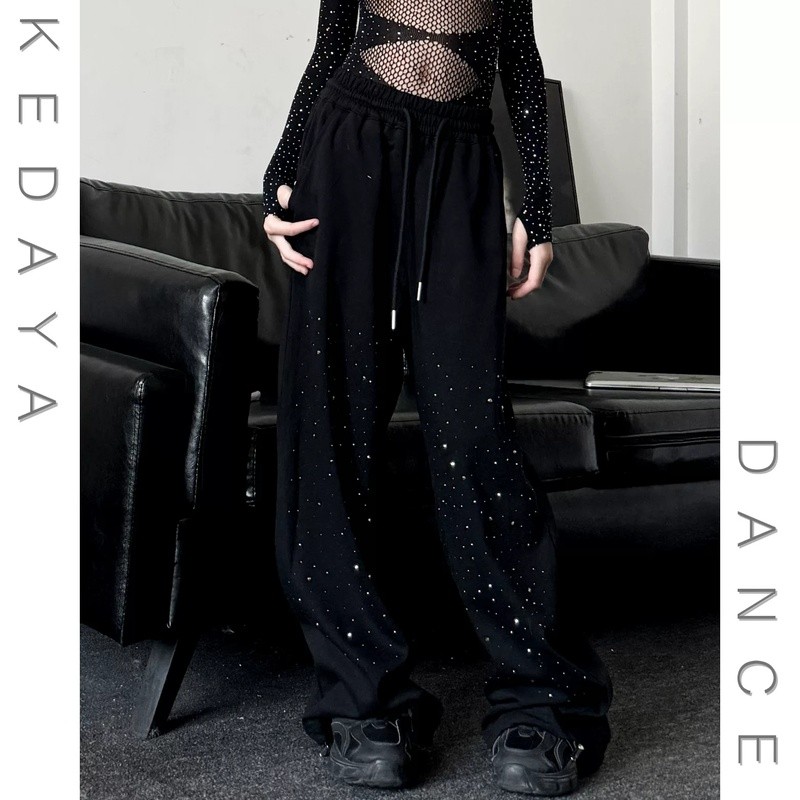 KeDaYa พร้อมส่ง เสื้อซีทรูสีดำ กางเกงเลื่อม รูปที่ 3