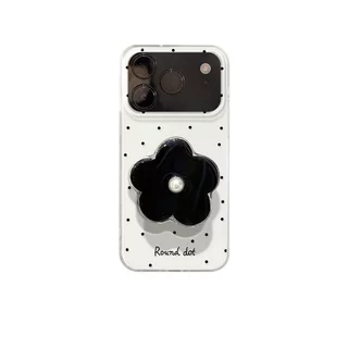 เคสโทรศัพท์ เหมาะสําหรับ iPhone 7 8 X XS XR XSMAX 11 12 13 14 15 16 17 Pro max Plus Air Star Zhao Silu สไตล์เดียวกัน Polka Dot ดอกไม้สีดําวงเล็บโซ่กันกระแทกกันกระแทกป้องกันกรณี เคสแบบรวมทุกอย่าง J9BC