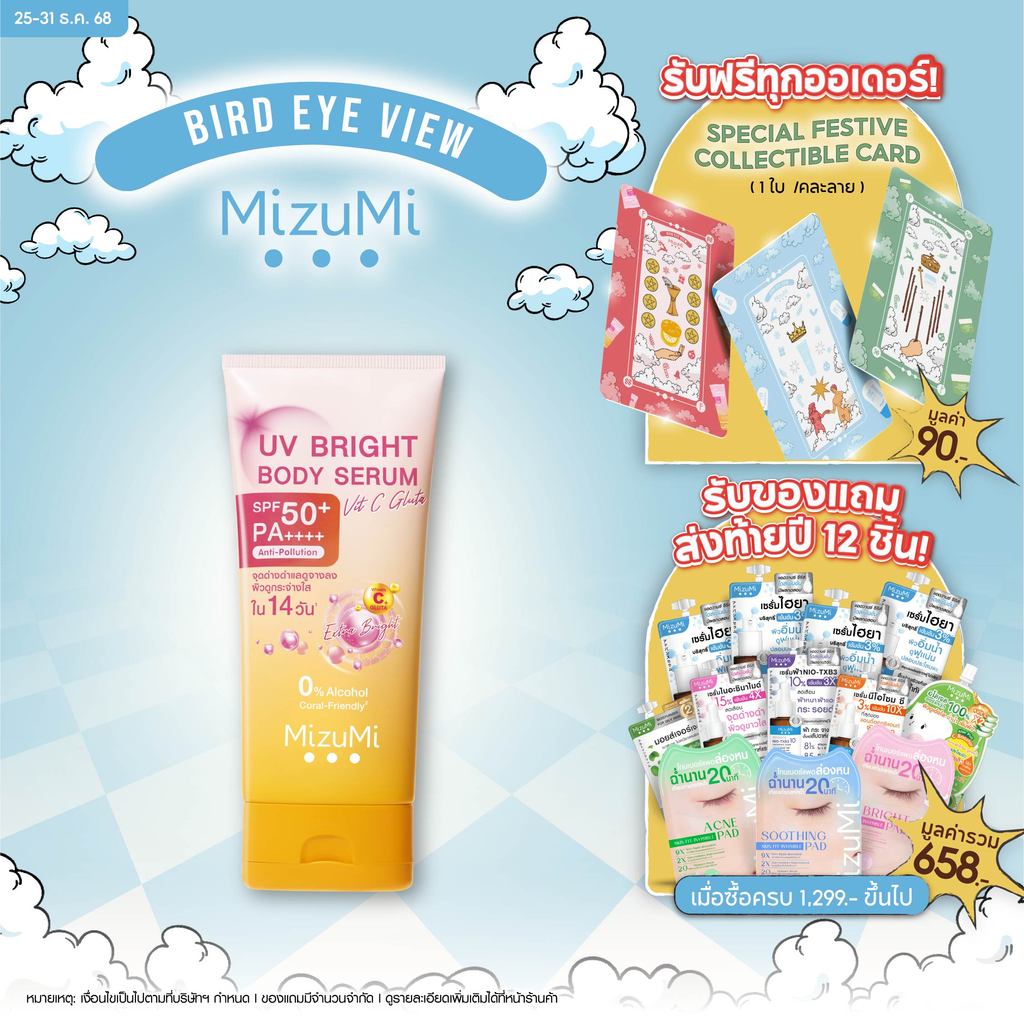 MizuMi UV Bright Body Serum Vit C Gluta 180ml เซรั่มกันแดดทาผิวกาย สูตรวิตซีกลูต