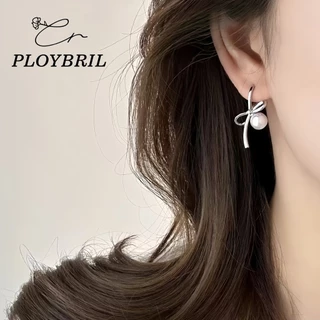 PLOYBRIL ต่างหู ประดับโบว์ มุก หรูหรา ไฮเอนด์ แฟชั่น สําหรับผู้หญิง E034