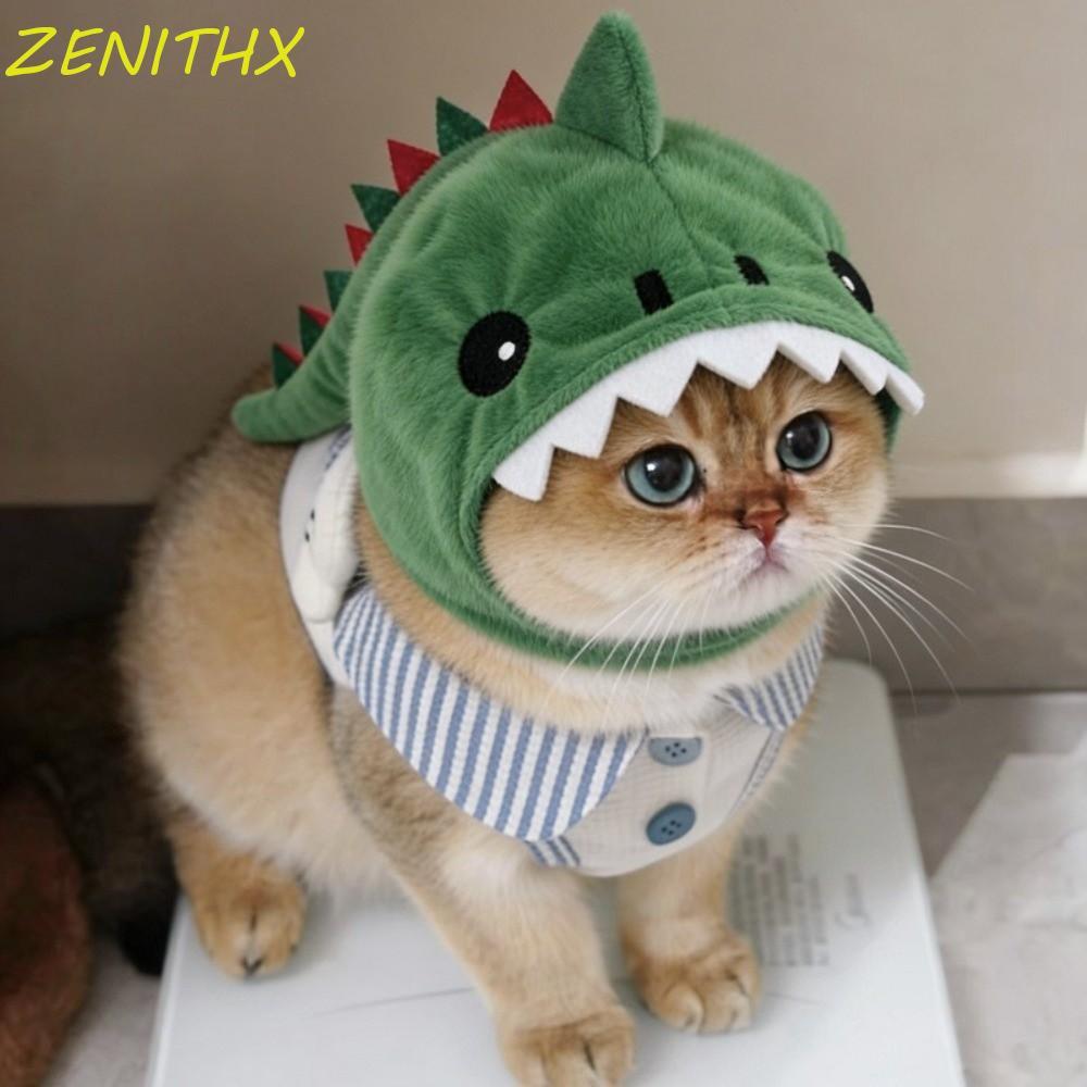ZENITHX Cat Shark Headdress, Warm Plush ปรับแมวตกแต่งหมวก,การ์ตูนตลกนุ่มน่ารักสัตว์เลี้ยงคอสเพลย์ Headwear ฤดูหนาว Season