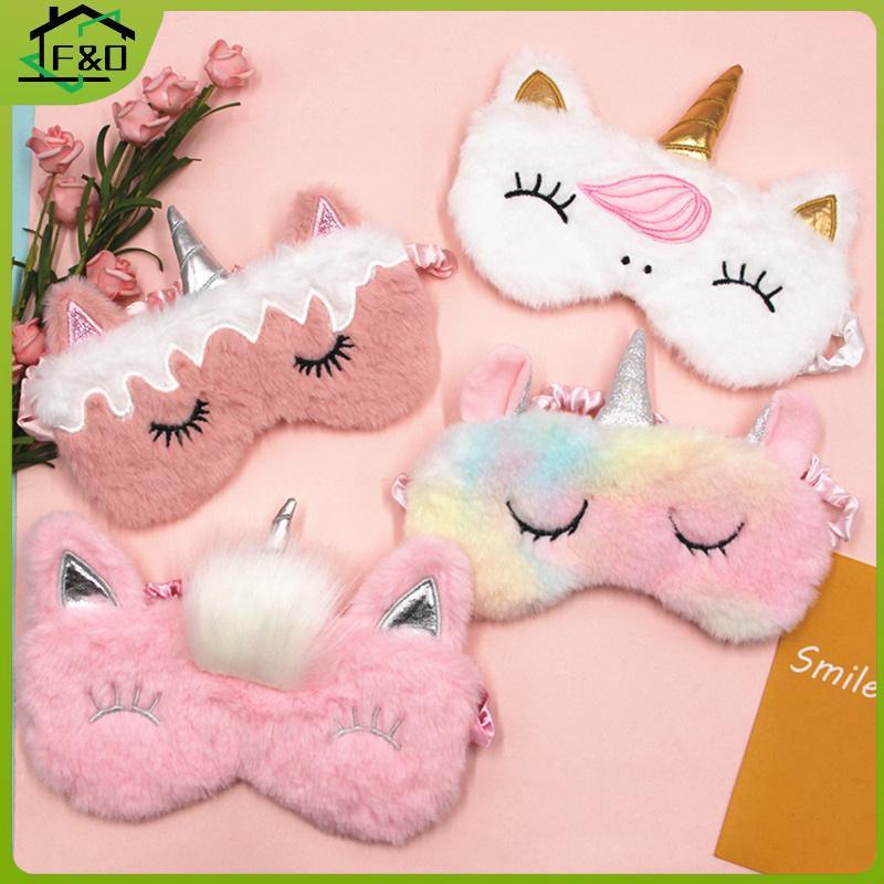 F&O Plush Unicorn Sleeping Mask เด็กน่ารัก Eye Cover การ์ตูน 3D Sleep Eye Mask Travel Eye Band Shade