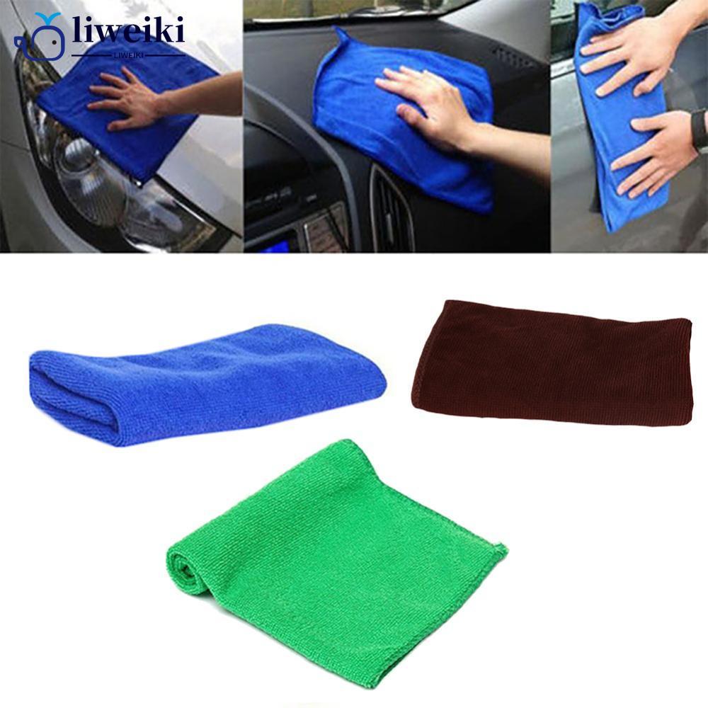 LIWEKI 1 ชิ้นไมโครไฟเบอร์ผ้าเช็ดตัวห้องครัวล้างรถ Auto Car Home ทําความสะอาดผ้า 25x25 ซม.D9V9