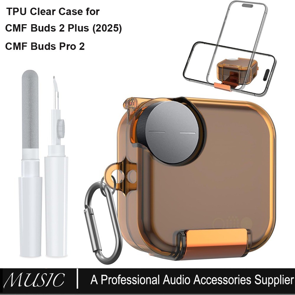 สําหรับ CMF Buds 2 Plus (2025) / CMF Buds Pro 2 เคสพร้อมที่วางโทรศัพท์, Soft TPU Clear เคสป้องกันพร้