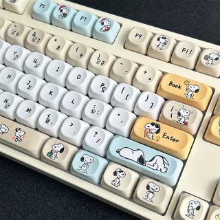 MAIMOOO Snoopy Keycap MOA Profile 130 คีย์ PBT Dye Sublimation Aula F75 F99 RK100 Mechanical Keycaps รอบการ์ตูน น่ารักถั่ว Keycap