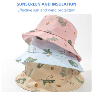 【สินค้าพร้อมส่ง】 หมวกเด็กรูปไดโนเสาร์การ์ตูนนักตกปลา - หมวกกันแดดพร้อมเชือก | 5 สี 【GoodRich】
