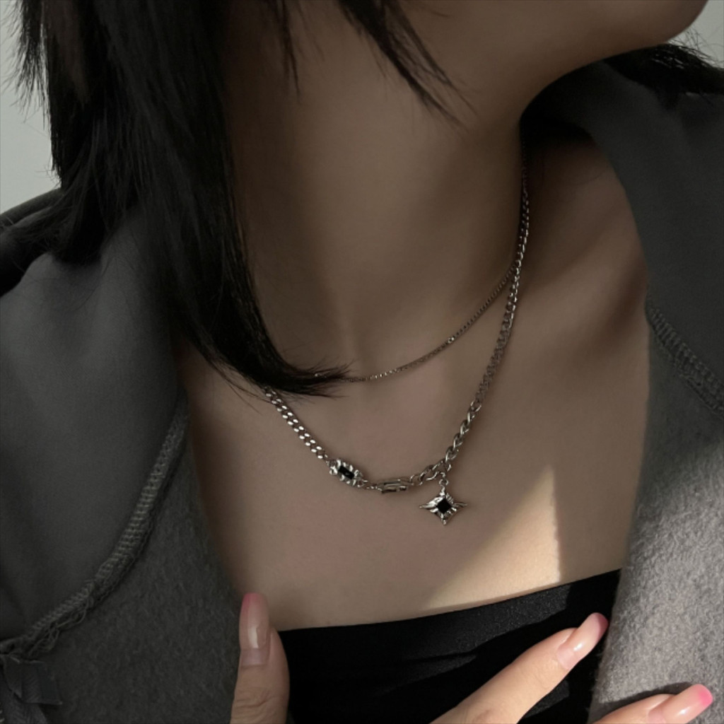 BELLA 🎀【พร้อมส่ง】สร้อยคอลายไม้กางเขนรูปดาว เท่ๆส่งจาก Mang อินเทรนด์สไตล์ฮิปฮอปไทย XL015 - รูปที่ 4