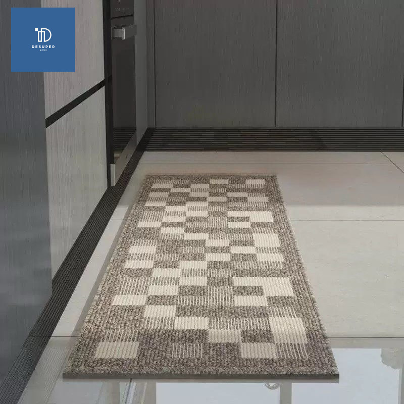 พรมเช็ดเท้า พรมถักขนาดยาว ขอบล๊อค  2 ชั้น ไม่หลุดง่าย พรมปูพื้น ขนาด 45x75ซม 45x120 ซม. รูปที่ 8