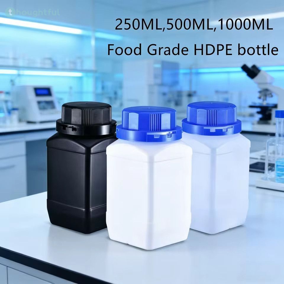 ขวดพลาสติกเปล่าขนาด 250 มล./500 มล./1 ลิตร ขวด HDPE สำหรับบรรจุของเหลว ขวดเก็บรักษาอาหารเกรด TH