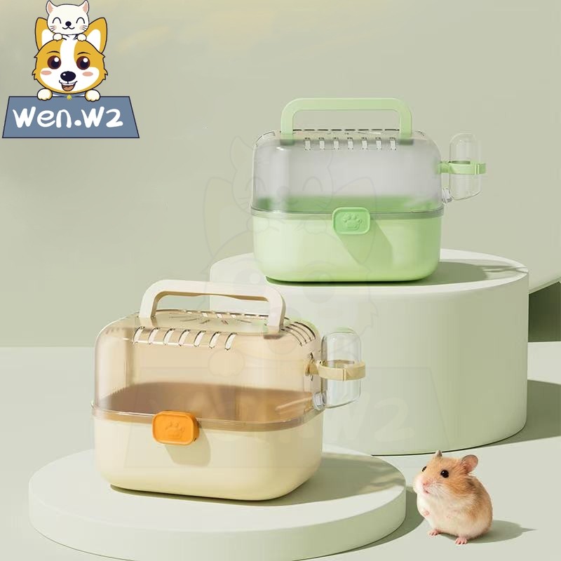 wen.W2 กระเป๋าพกพาสัตว์เลี้ยงขนาดเล็ก สำหรับ หนูแฮมสเตอร์ ชินชิล่า กระต่าย - กล่องหิ้วสัตว์พกพาสะดวก ระบายอากาศดี ปลอดภั