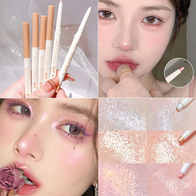 Pink Rose Silkworm Gel Eyeliner Pen Eyeliner Shadow Stick Shiny Waterproof Long Lasting Smooth