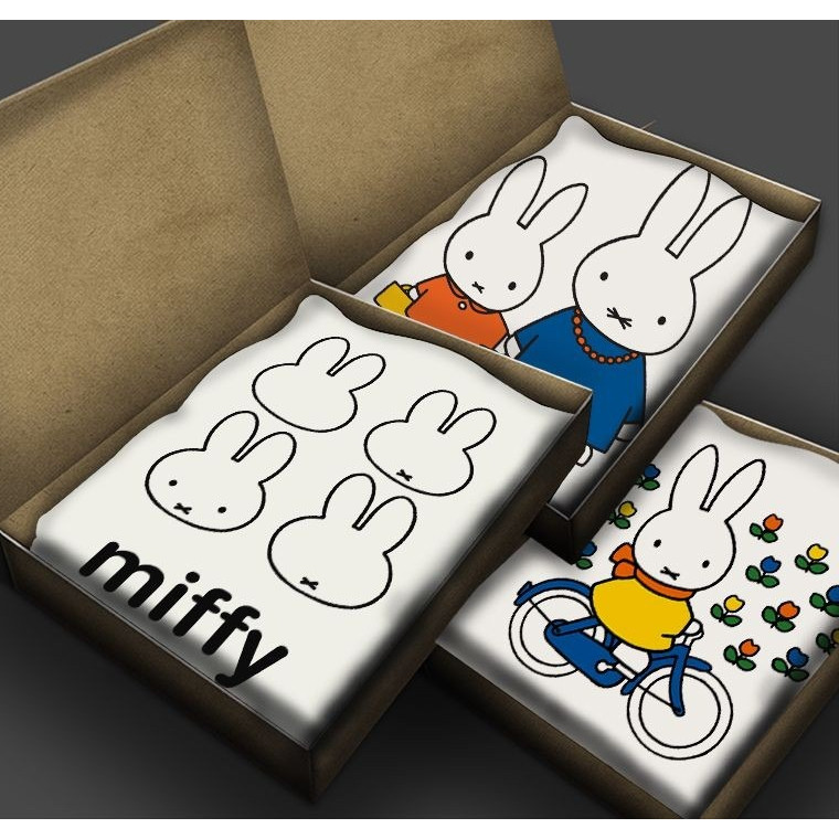 เสื้อยืดแขนสั้น ผ้าฝ้าย 100% ออกแบบน่ารักเหมือนกระต่าย Miffy