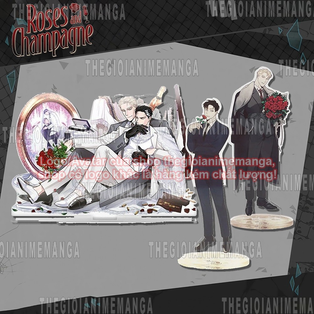 Standee รุ่น ROSES AND CHAMPAGNE ROSES AND Wine BL chibi รูปปั้นไมกาอะคริลิคในการตกแต่งที่ไม่ซ้ําใคร