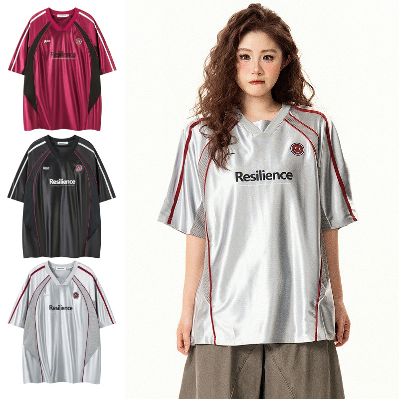 PannoFluxus เสื้อยืดผู้ชายแขนสั้น อเมริกัน สีตัดกัน ระบายอากาศได้ดี สำหรับทุกเพศ