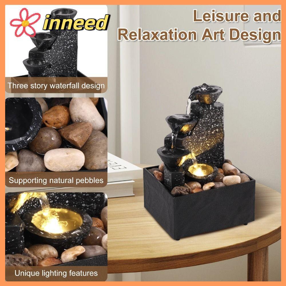 INNEED น้ําพุ, แบตเตอรี่/Plugged in Micro Landscape น้ําตก Fengshui จีน, การไหลของน้ําหมุนเวียน ABS น้ําตกตกแต่งของขวัญ