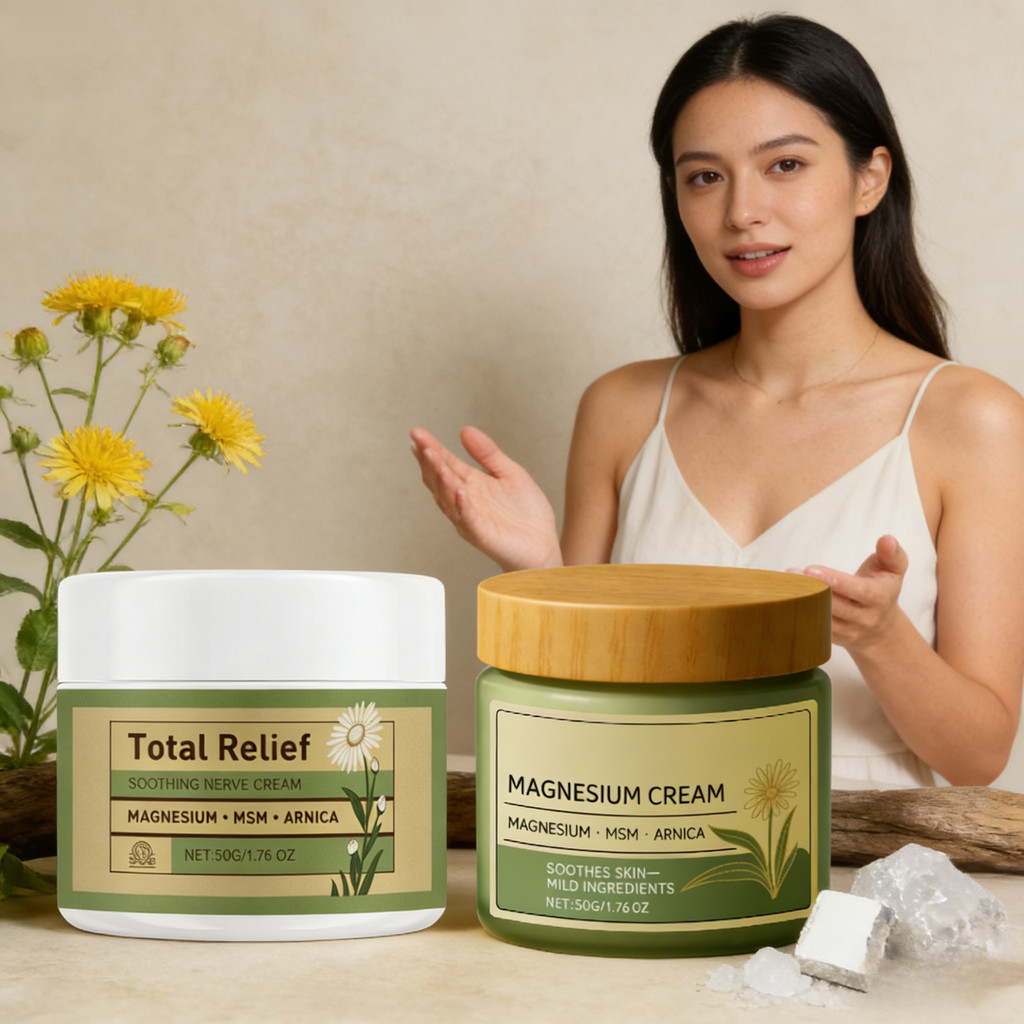 ชุดครีม Magnesium Arnica Relief Total Relief | ครีมประสาทผ่อนคลายอันละ 50 กรัมพร้อม MSM สําหรับนวดที