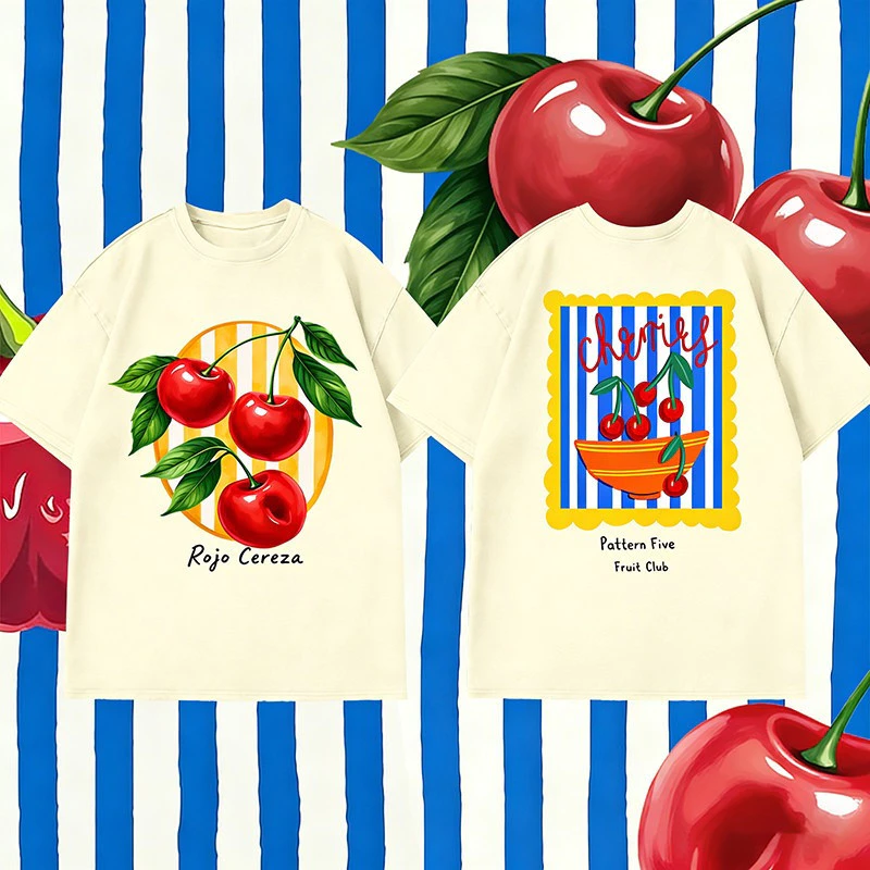 BOOM [COD]เสื้อแฟชั่น แขนสั้น คอกลม t shirt oversize ใส่สบาย สไตล์ลำลอง 'Cherry' 2026