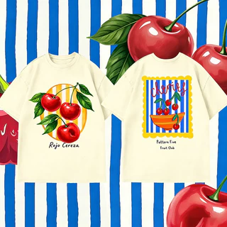 BOOM [COD]เสื้อแฟชั่น แขนสั้น คอกลม t shirt oversize ใส่สบาย สไตล์ลำลอง 'Cherry' 2026