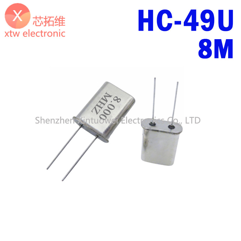 (10 ชิ้น) HC-49U 8M การแทรกโดยตรง Passive Crystal Oscilator 2P 8.000MHz 8MHz คริสตัลควอตซ์