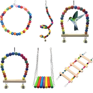 ของเล่นนก นกแก้ว ของตกแต่งกรง ของใส่กรงนก เซต ของเล่นนกแก้ว บันไดนกแก้ว บันไดแขวน ลูกบอลหวายของตกแต่งกรง ผ่อนความเครียด