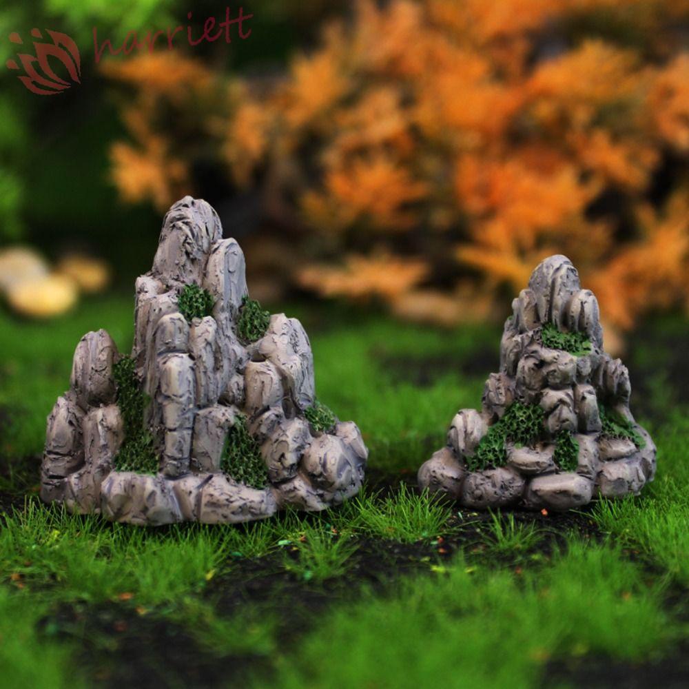 HARRIETT เครื่องประดับ Rockery ขนาดเล็ก, งานฝีมือเรซิน DIY ภูเขาปลอม, Micro Landscape Decor มินิจําลองที่สมจริงภูเขารูปปั้นหินตกแต่งตู้ปลา