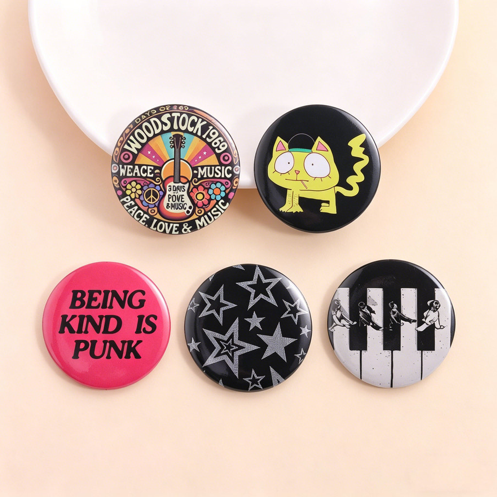Punk Music Theme Tinplate Pin Woodstock Retro Rock Badge Music Lover Collection บุคลิกภาพชุดอุปกรณ์เสริม