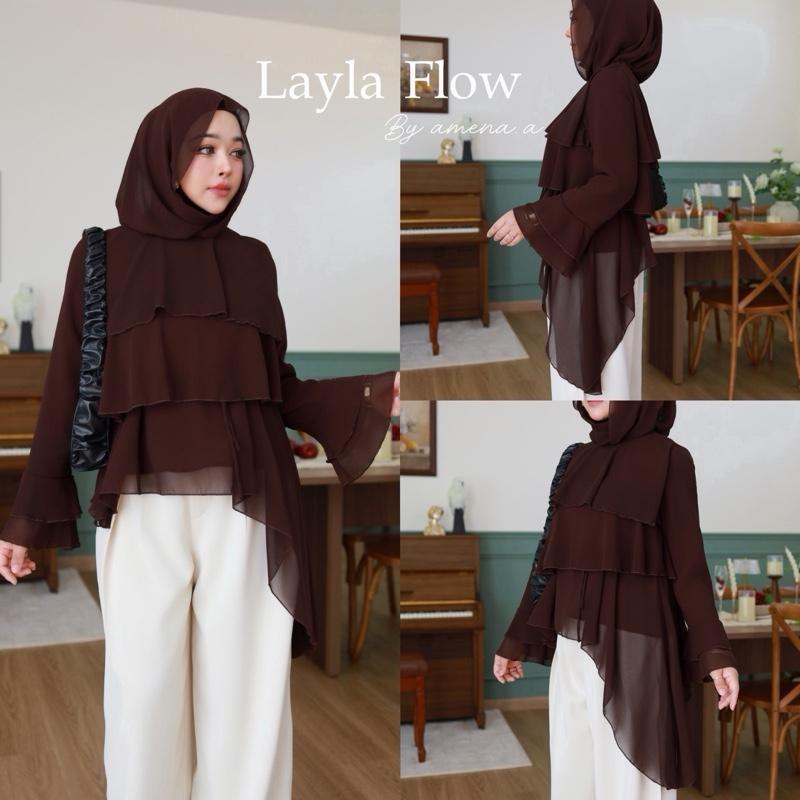 Layla Flow เสื้อชีฟอง3เลเยอร์ (มีซับใน) ดีไซน์เรียบหรู พลิ้วสวยใส่สบาย