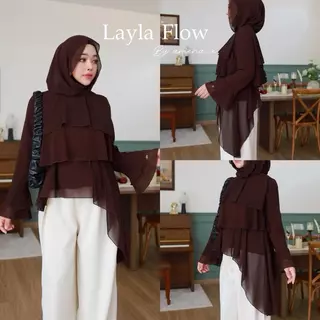 Layla Flow เสื้อชีฟอง3เลเยอร์ (มีซับใน) ดีไซน์เรียบหรู พลิ้วสวยใส่สบาย