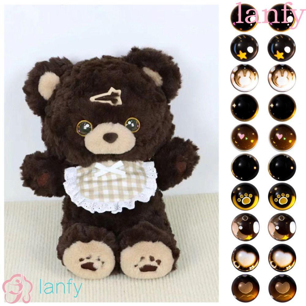 LANFY ตุ๊กตาสีน้ําตาลs Eyes, ตุ๊กตาตุ๊กตา Access Anime Eyes ฐานแบน Heart Eyes, Mini DIY สัตว์กระต่าย