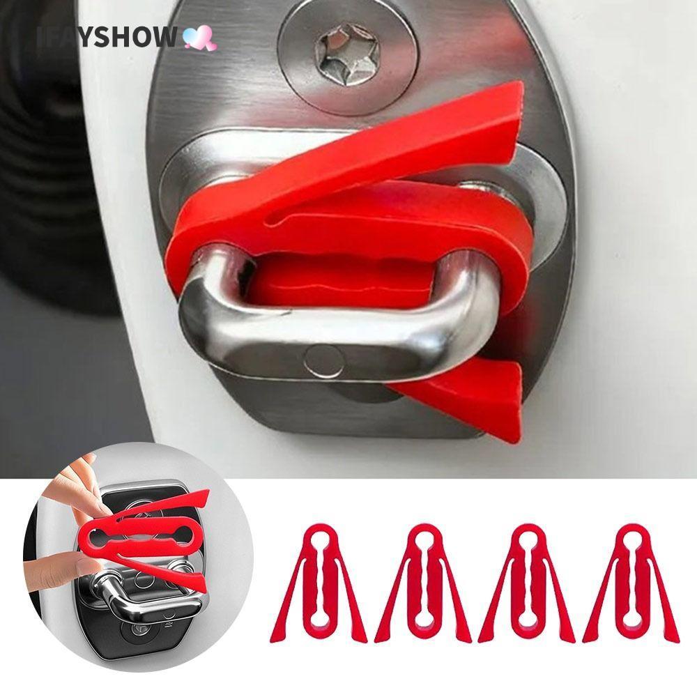 IFAYSHOW 4 ชิ้นโช้คอัพประตูรถ, Shock Absorption Soundproofing รถประตูล็อคเสียง Deadener บัฟเฟอร์,ซีลซิลิโคนหนารถล็อคประตูป้องกันสําหรับเงียบขึ้นปิด