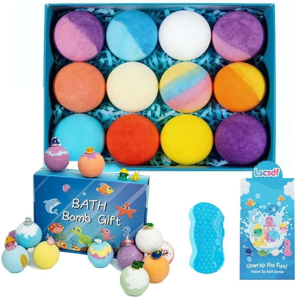 Bubble Treasure Bath Bombs Bath Bombs สําหรับเด็ก Mega Bubbles Surprise ภายใน 12 ชิ้น Bubble Bomb ชุ