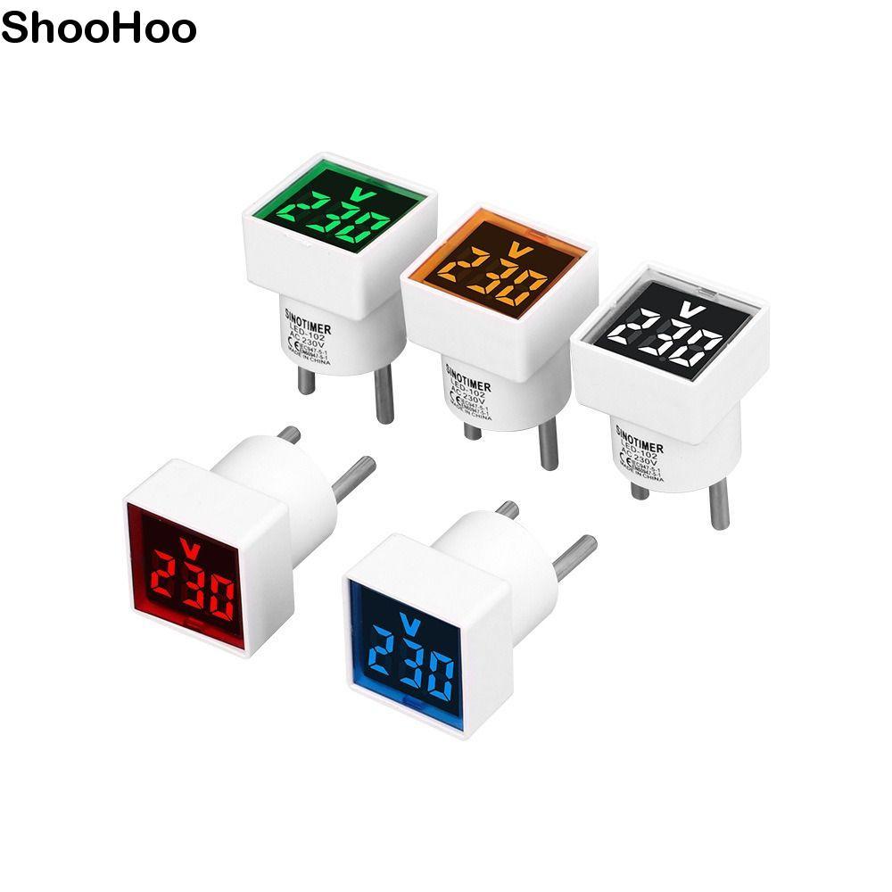 SHOOHOO โวลต์มิเตอร์ทรงสี่เหลี่ยม, จอแสดงผล 220V/230V เครื่องวัดแรงดันไฟฟ้า, ปลั๊ก EU แบบพกพาโวลต์มิ