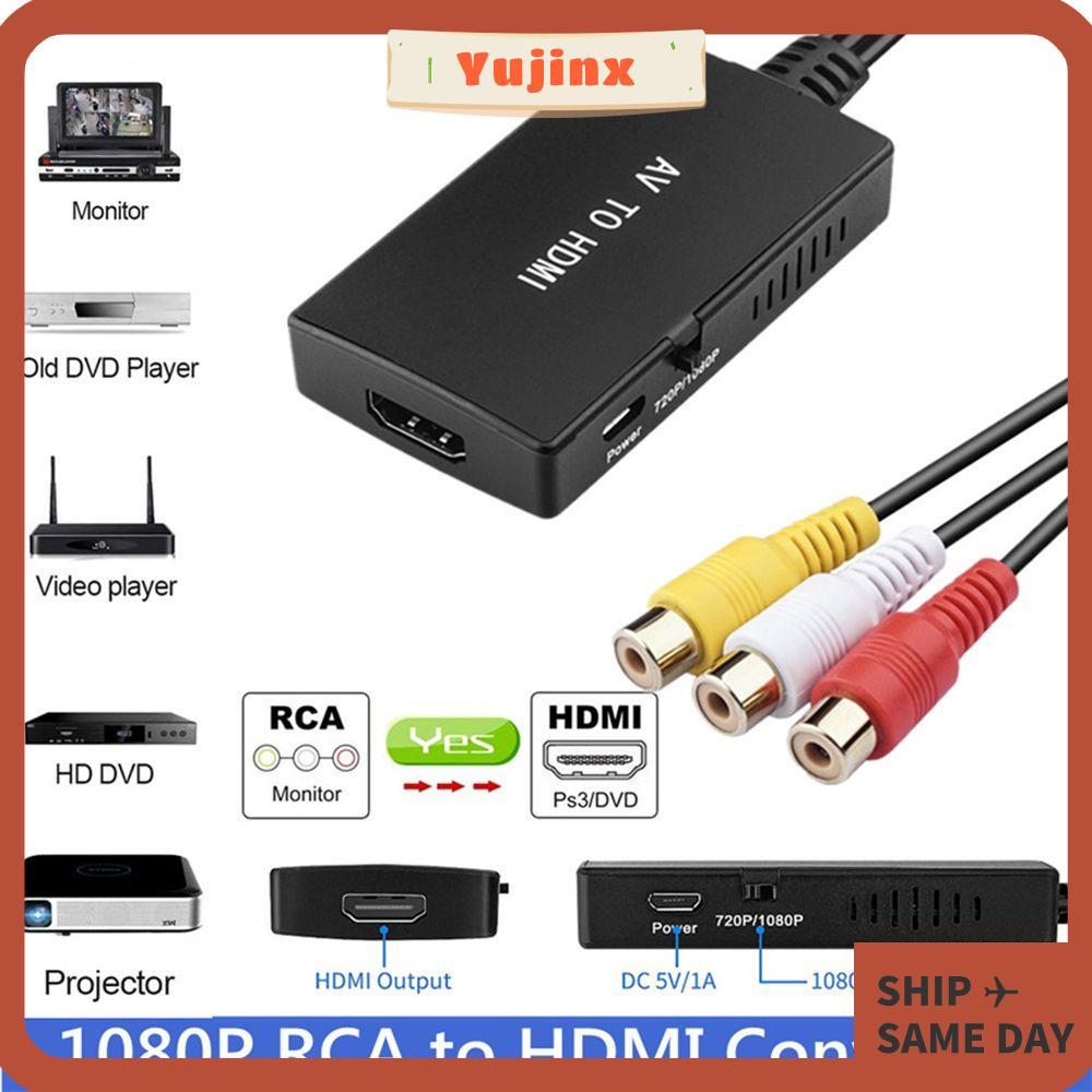 YUJINX RCA to HDMI Converter เกมเครื่องเล่นสีฟ้า VHS Audio Video สําหรับ PS1 PS2 PS3 STB Xbox