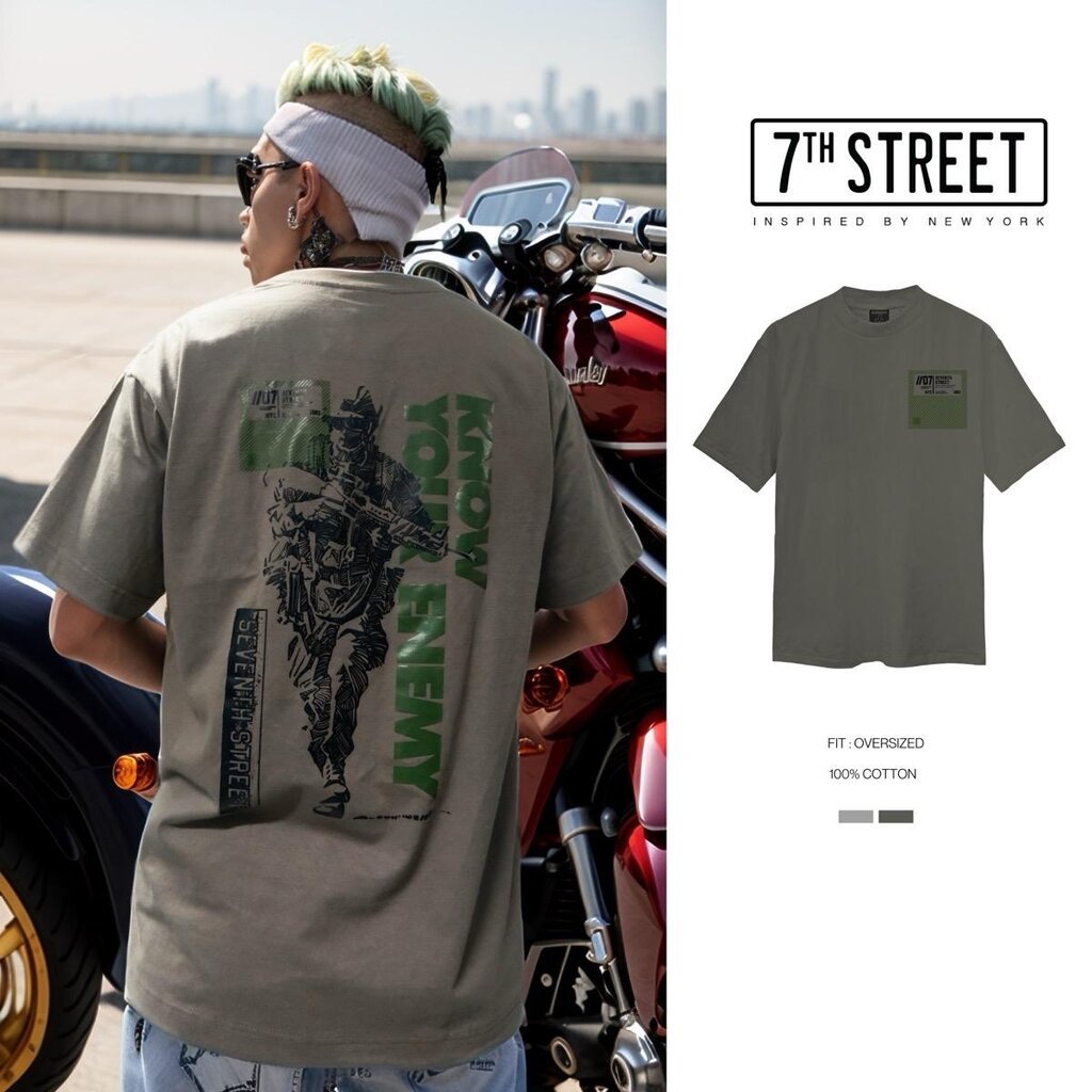 เสื้อโอเวอร์ไซส์ 7th Street ผ้า cotton100% ระบายความร้อนดีมาก ผ้าหนาอยู่ทรง แพทเทิร์นสไตล์ยุค90‘s ทร