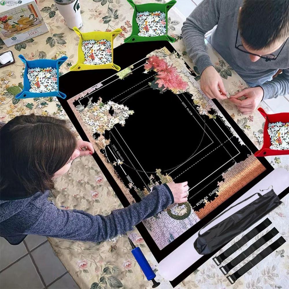 NEEDWAY Puzzle Saver Pad, Roll Up Non-Slip Jigsaw Puzzle Storage Mat ชุด, Play Mats โพลีเอสเตอร์ Sor