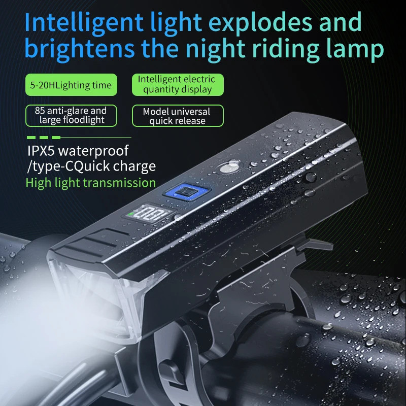 ไฟจักรยาน LED 3000 Lumen พร้อมพาวเวอร์แบงค์ ชาร์จ USB สำหรับขี่จักรยานภายนอก
