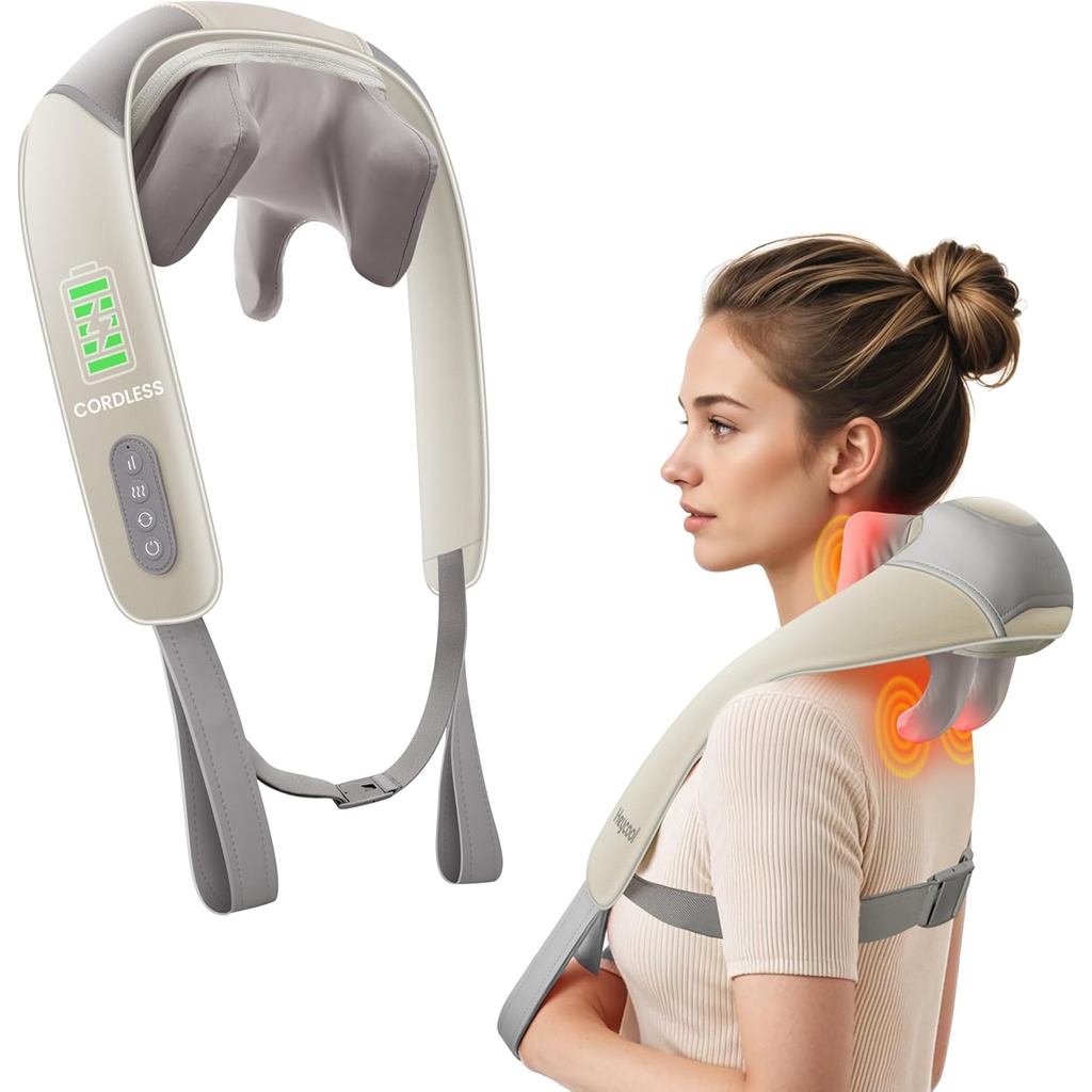 Heycool เครื่องนวดคอไร้สายด้วยความร้อน, FSA Eligible HSA 4D ลึกนวดคอไหล่นวดสําหรับปวด, Shiatsu นวดหล