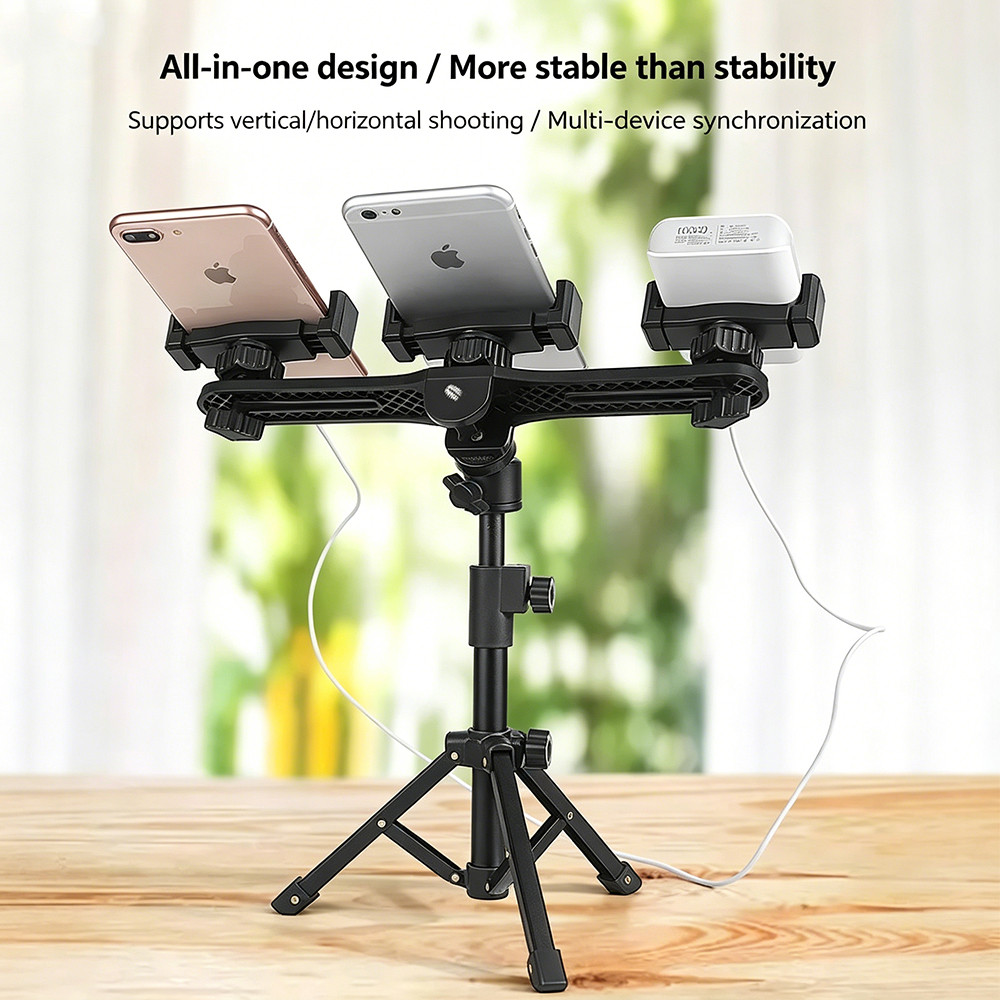 ขาตั้งโทรศัพท์ 3-in-1 ขาตั้งกล้องและมือถือ 360° มัลติสกรีน หมุนได้พกพา สําหรับถ่ายทอดสดและบันทึกวิดีโอ รองรับสมาร์ทโฟน