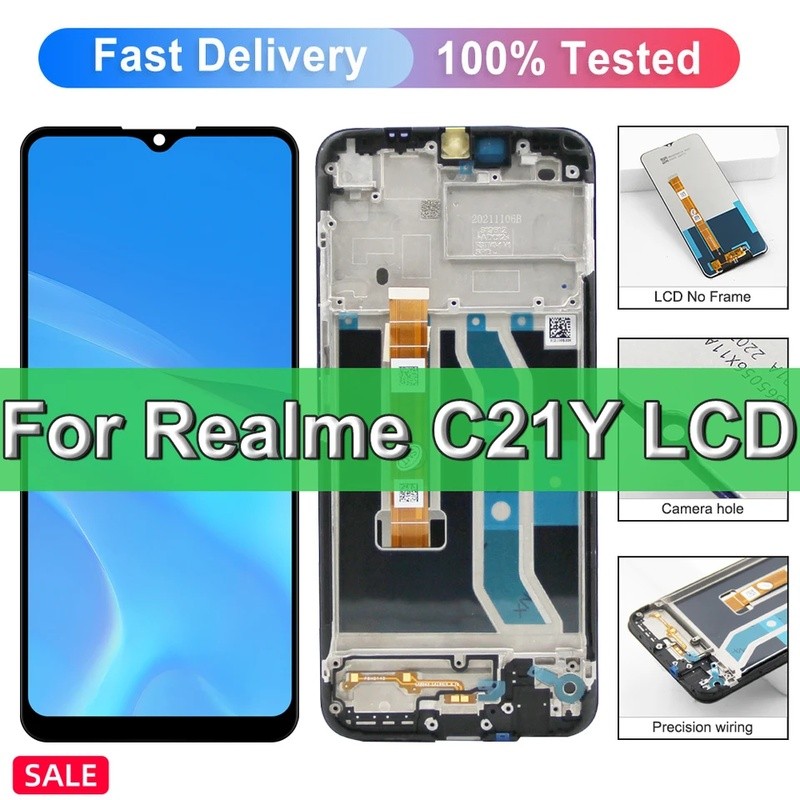 6.5 "จอแสดงผลสําหรับOppo Realme C21Y RMX3261, RMX3263 จอแสดงผลLCD Touch Screenกรอบ,สําหรับOppo Realm