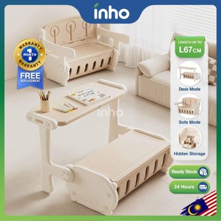 INHO 3 IN 1 Deluxe Kids Learning Sofa Table Chair Set Toddlers Drawing Study Storage Desk With Chair