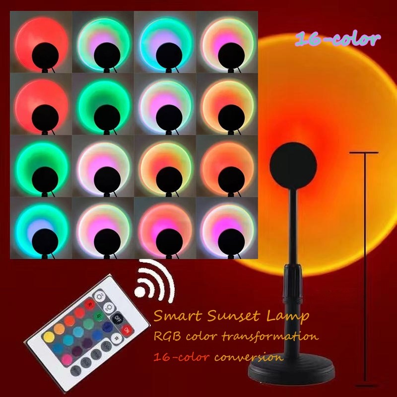ส่งทันที🔥 โคมไฟโปรเจคเตอร์ RGB LED ไฟโรเซ่ สีรุ้ง พระอาทิตย์ตกไฟแต่งห้องเกาหลี ไฟพระอาทิตย์ตก