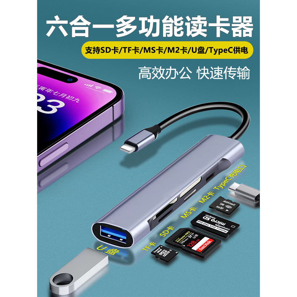 เครื่องอ่านการ์ดมัลติฟังก์ชั่นกล้อง sd Card TF Memory MS Memory Stick m2 Card U Disk Mobile Hard Dis