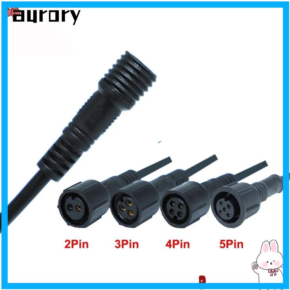 AURORY ชายหญิง LED Connector,สายสีดํา 2Pin 3Pin 4Pin 2Pin 3Pin 4Pin แจ็ค, 20 ซม.IP67 สายไฟกันน้ํา LE